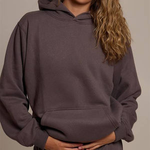 Sudadera con Capucha Extra Grande para Mujer, Color Carbón, para Invierno, Hombros Caídos, Corte Holgado, Forro Polar, Antiarrugas, Transpirable - Product Image 1