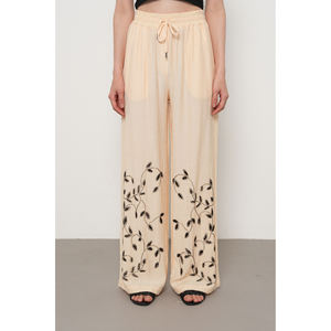 Pantaloni a Gamba Larga da Donna con Intricati Ricami in Pietra sul Davanti, Pantaloni Eleganti - Product Image 3