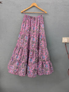 Robe longue bohème décontractée pour femme, en coton imprimé naturel, avec cordon de serrage, design à volants, écologique - Product Image 4