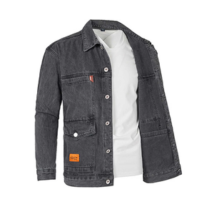 Vente flash - Vestes en jean pour homme de qualité supérieure, coupe ajustée, col rabattu, surdimensionnées, respirantes, écologiques, décontractées et élégantes, lavées - Product Image 2