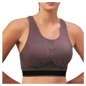 Soutien-gorge de sport sans couture à soutien élevé pour femme facile à porter avec fonction respirante disponible en stock - Product Image 1