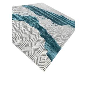 Tapis en laine et viscose tufté à la main Tra-15048 ivoire, motif géométrique, pour salon, chambre, couloir, rectangulaire, 4m de large, 10mm - Product Image 2