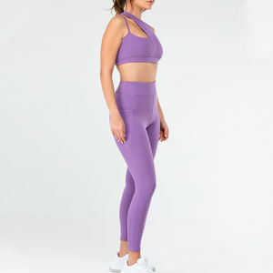 Conjunto Deportivo de Dos Piezas para Mujer, Informal, sin Mangas, hasta la Rodilla, para Gimnasio, Fitness, Yoga, Corte Regular, Color Sólido, Secado Rápido, Ecológico - Product Image 2