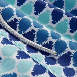 Shorts de bain recyclés pour hommes, imprimé à pois géométriques bleus, séchage rapide, avec cordon de serrage à la taille élastique et poches - Product Image 5