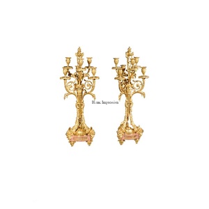 เชิงเทียนสำหรับตกแต่งโต๊ะและเชิงเทียน2ชิ้นชุดดีไซน์หนัก - Product Image 1