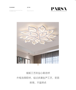 Plafonnier LED moderne PARSA, blanc froid 2700K Ra80 AC85-265V, cadre en aluminium, couvercle en PMMA pour salon - Product Image 2
