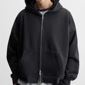 Sweat à capuche lavé pour hommes Sweat-shirt à fermeture éclair avec capuche en coton biologique Sweats à capuche pour hommes Polaire personnalisée Sweat-shirts pour hommes - Product Image 1