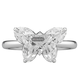 Bague de fiançailles solitaire tendance en argent sterling 925 plaqué or 18 carats avec diamant de laboratoire taille papillon certifié GIA IGI - Product Image 1