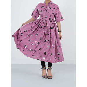 Robe en coton imprimée GOROU, coupe classique, respirante, design personnalisé, tenue décontractée pour les fêtes, pour les grandes tailles, XS, taille unique, naturelle - Product Image 4