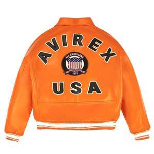 Veste en cuir Avirex pour homme au meilleur prix, veste d'hiver haut de gamme, cuir véritable, coupe-vent, imperméable, teinture unie, toutes tailles disponibles - Product Image 6