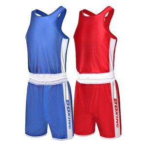 Uniforme de compétition de lutte professionnelle unisexe - Maillot extensible avec logo sur le devant et short de combat - Product Image 1