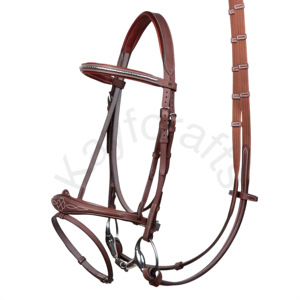 สายบังเหียนแบบซับน้ำได้ดีสไตล์วินเทจสำหรับเครื่องแต่งจมูกแบบกว้างของม้าพร้อมสายคาดคิ้วแบบหมุดโลหะและลายดอกโคลเวอร์ - Product Image 1