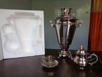 Samovar en cuivre de thé turc 4 litres en acier inoxydable chromé samovar