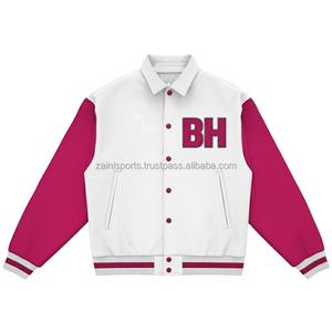 Veste universitaire en laine de haute qualité 450 GSM couleur blanche et marron Chenille Patch broderie personnalisée Logo veste universitaire pour femmes - Product Image 1