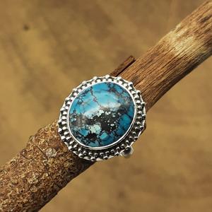 Bague bohème turquoise tibétaine 925 bague de créateur en argent massif bague en argent au prix d'usine en gros du fournisseur indien - Product Image 1