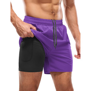 Pantalones cortos de malla atléticos personalizados con forro de compresión bolsillo para teléfono estilo deportivo para entrenamiento deportes Fitness gimnasio correr Jogging - Product Image 1
