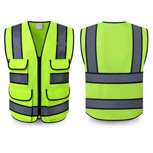 Chaleco reflectante de seguridad de dos tonos de alta visibilidad con bolsillos y chaleco reflectante de construcción con cremallera a precio barato - Product Image 3