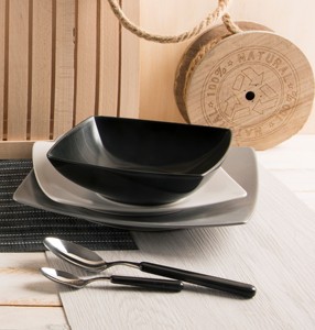 Durable Square Set of 6-pcs Ceramic Dinner Plates Grey Matte Finishing Nordic Minimalist Elegant Design Eclipse Excelsa - Product Image 4