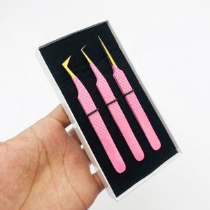 Meilleure vente de haute qualité en acier inoxydable massif Volume pince à cils lisse bébé rose or pince à épiler fibre cils en gros - Product Image 6