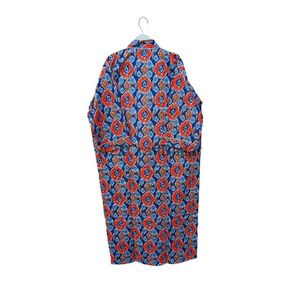 Women's Lightweight 100% Cotton Bathrobe <b>Long</b> Sleeve V-Neck <b>Kimono</b> Pockets Floral Print Knee-Length Vintage Summer Dressing Gown - Product Image 6