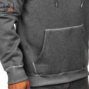 Sudadera con capucha gris para hombre con logotipo personalizado a granel, Sudadera con capucha de lana de algodón de peso pesado, sudaderas con capucha con bolsillo de canguro y cordón - Product Image 5