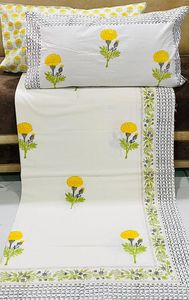 Block Printing Cotton bedding palm tree <b>sheets</b> White Ethnic Style With Blue Chevron Border Eco-Friendly Custom Logo 100% Cotton - Product Image 4