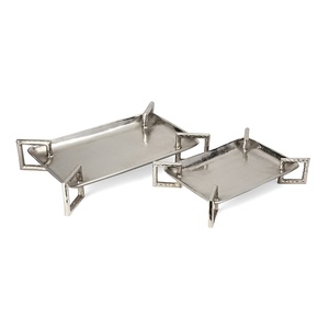 Plateau de service élégant en aluminium plaqué métal fait à la main en fonte d'aluminium pour les fêtes de mariage Plateau décoratif pour la décoration d'événements - Product Image 1