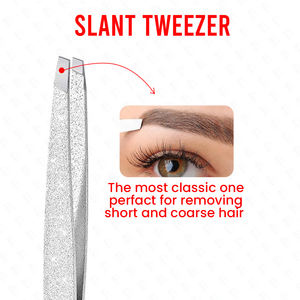 Kit de pinces à sourcils en acier inoxydable allemand professionnel couleur argent avec pochette en cuir spécialement conçu pour la mise en forme des sourcils - Product Image 2