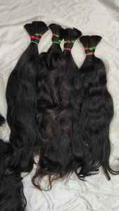 Alta calidad a granel ondulado 100% humano Remy solo dibujado a granel cabello crudo sin trama Color negro Natural virgen cabello indio - Product Image 6