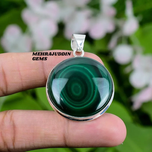 Colgante de piedras preciosas de malaquita Natural, collar de plata de ley 925, joyería de moda hecha a mano con sello 925 para regalo o fiesta - Product Image 6