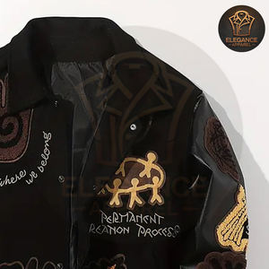 Vestes de baseball universitaires en toile à coupe ample, logo personnalisé sur le devant, respirantes, coupe-vent, durables - Meilleure vente, service OEM - Product Image 3