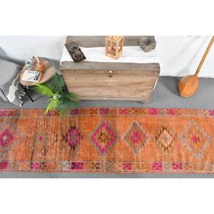 Tapis Vintage en Laine Bohème Turque 27x12.3ft Orange & Rose Design Patchwork Surdimensionné avec Support en Latex - Product Image 5