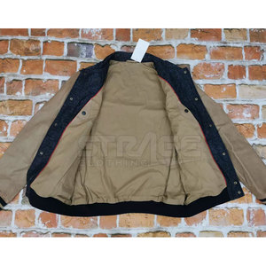 Nouvelle veste universitaire en jean en cuir avec logo frontal cousu de qualité supérieure, écologique pour le streetwear tendance - Product Image 5