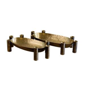 Pedido de baja cantidad, soporte decorativo grande de Metal, forma de cuenco ovalado, mesa de comedor, decoración del hogar de latón antiguo - Product Image 1