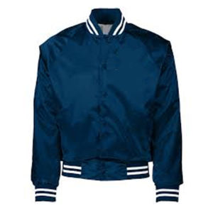 Veste universitaire en satin de soie marine pour homme, qualité supérieure, polyester, fabriquée au Pakistan, vente chaude, dernier design, veste en satin personnalisée - Product Image 1