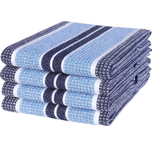 100% Organic Cotton Waffle Stripe 18x28 Inch Quick Dry Bar Towels Highly Absorbent Home GOTS Certified Cleaning <b>Kitchen</b> Tea - Product Image 2