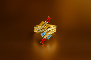 Bague de fiançailles en argent sterling 925 avec citrine et topaze bleue, faite à la main, pour femme - Bague de mariage, cadeau pour anniversaire, à porter pour les fêtes - Product Image 3