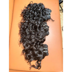 Raw Natural <b>Curly</b> Indian Virgin Single Donor Double Weft Unprocessed Tangle-Free Bundle Cuticle Aligned Temple <b>Hair</b> <b>Extensions</b> - Product Image 2