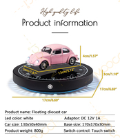 Modèle de voiture miniature créatif 1:36 en alliage, LED, Coccinelle rose, à lévitation magnétique, pour décoration de bureau et idée cadeau romantique