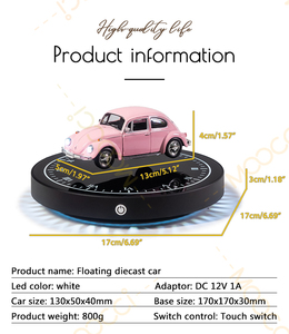 Sáng tạo 1:36 mini hợp kim Led màu hồng Bọ Cánh Cứng bay lên từ nổi Diecast xe mô hình cho bàn trang trí & Món quà lãng mạn ý tưởng - Product Image 6