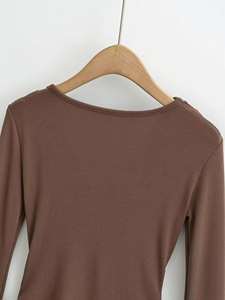 Top court personnalisé élégant à la mode baggy couleur unie respirant léger haut court t-shirt pour les femmes - Product Image 5