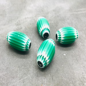 Auténtica venta al por mayor a granel gran veneciano Chevron CRISTAL MURANO cuentas de vidrio Vintage antiguo verde Comercio cuenta colección rara cuenta - Product Image 3