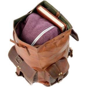 Unisex <b>Small</b> Genuine Leather <b>Rucksack</b> Women's Backpack Supplier for Hiking & Hunting Stylish Back Pack - Product Image 5