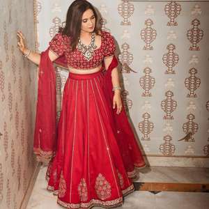 เสื้อ Lahenga Choli ปักลายสำหรับสตรี,เสื้อทำงานปักลายสไตล์ญี่ปุ่นสำหรับเจ้าสาว - Product Image 2