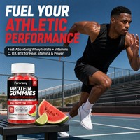 Gummies protéinés OEM 10g au whey, 120 unités, sans sucre ni glucides, bonbons protéinés à la pectine avec multivitamines pour le fitness, vente en gros