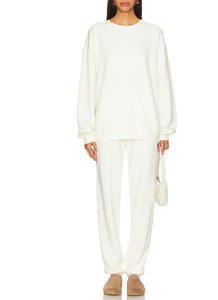 Survêtement oversize à manches longues et col ras du cou en coton éponge tricoté ODM Supply pour femmes - Product Image 4