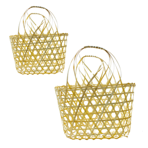 CESTA DE REGALO DE BAMBÚ decorativa ecológica con asas Embalaje sostenible reutilizable para regalos o almacenamiento Decoración del hogar - Product Image 1