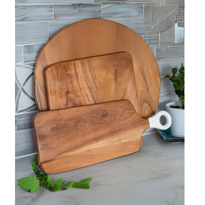 Tabla de Cortar Redonda de Madera de Acacia Ecológica de Alta Calidad con Mango de Madera, Logotipo Personalizable, Venta al por Mayor desde Vietnam, MOQ 100 Piezas - Product Image 3
