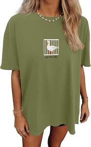 Camiseta holgada de algodón de gran tamaño para mujer, camiseta de moda con logotipo personalizado de fábrica OEM - Product Image 2