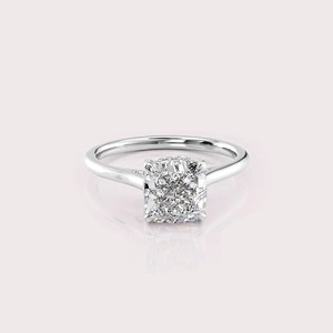 IGI Certified Cushion Cut Lab Grown Diamond Engagement <b>Ring</b> 9K Yellow / White & Rose Gold Solitaire Diamond <b>Ring</b> for Women - Product Image 5